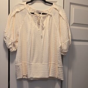 LOFT Cream Textured Blouse